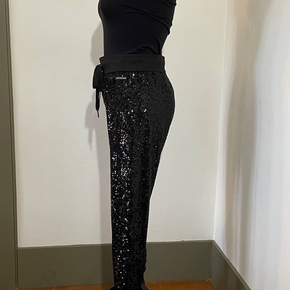 Calvin Klein Jeans Sequin-Embellished Jogger Pants (Size XS) Extra Small 🖤 NWOT - Picture 2 of 11